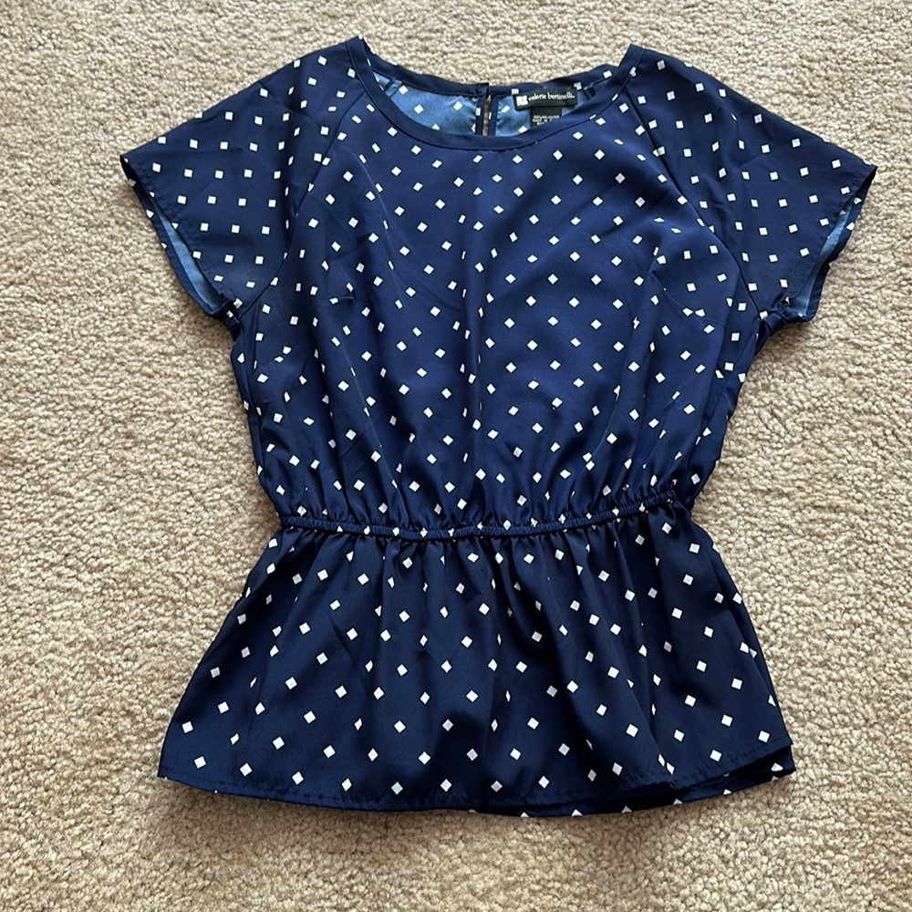 Blue & White Peplum Top